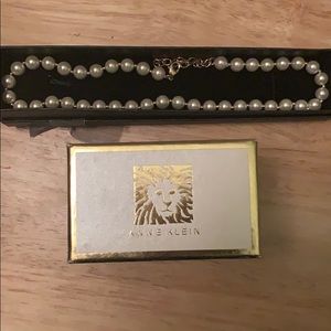 Anne Klein cuff bracelet and a pearl necklace